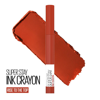 Maybelline Super Stay Ink Crayon Lipstick Makeup, Precision Tip Matte Lip Crayon with Built-in Sharpener, Longwear Up To 8Hrs, Rise To The Top, Burnt Sienna, 1 Count