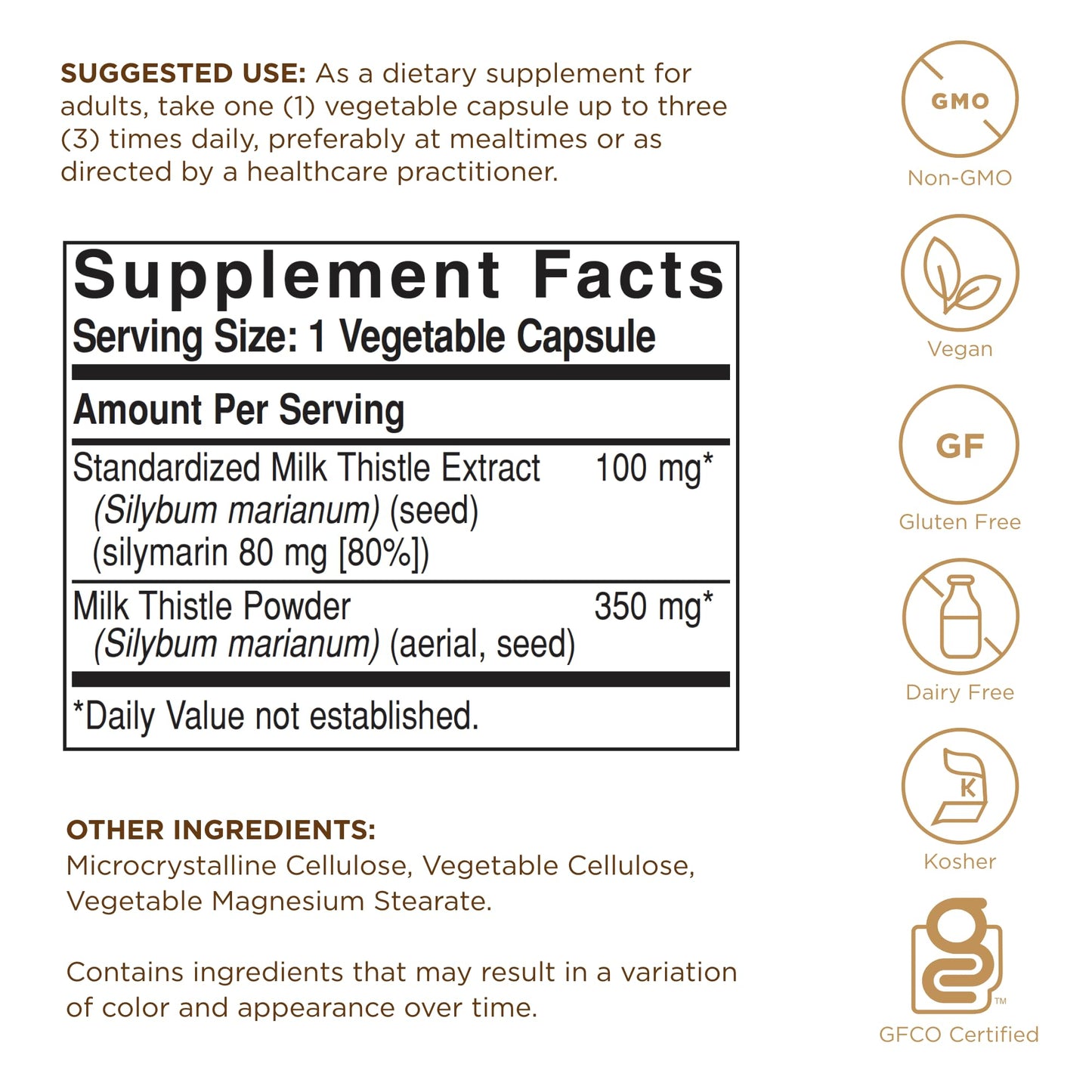 Solgar - Milk Thistle (Silybum Marianum, 100 mg, 250 veggie caps