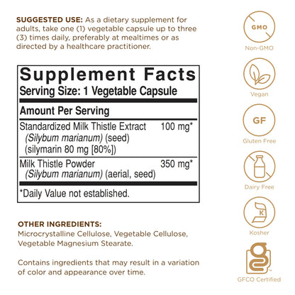 Solgar - Milk Thistle (Silybum Marianum, 100 mg, 250 veggie caps