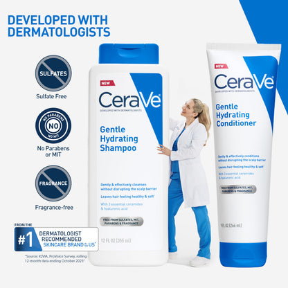 CeraVe Gentle Hydrating Shampoo with Hyaluronic Acid for Hair & Scalp, 12oz