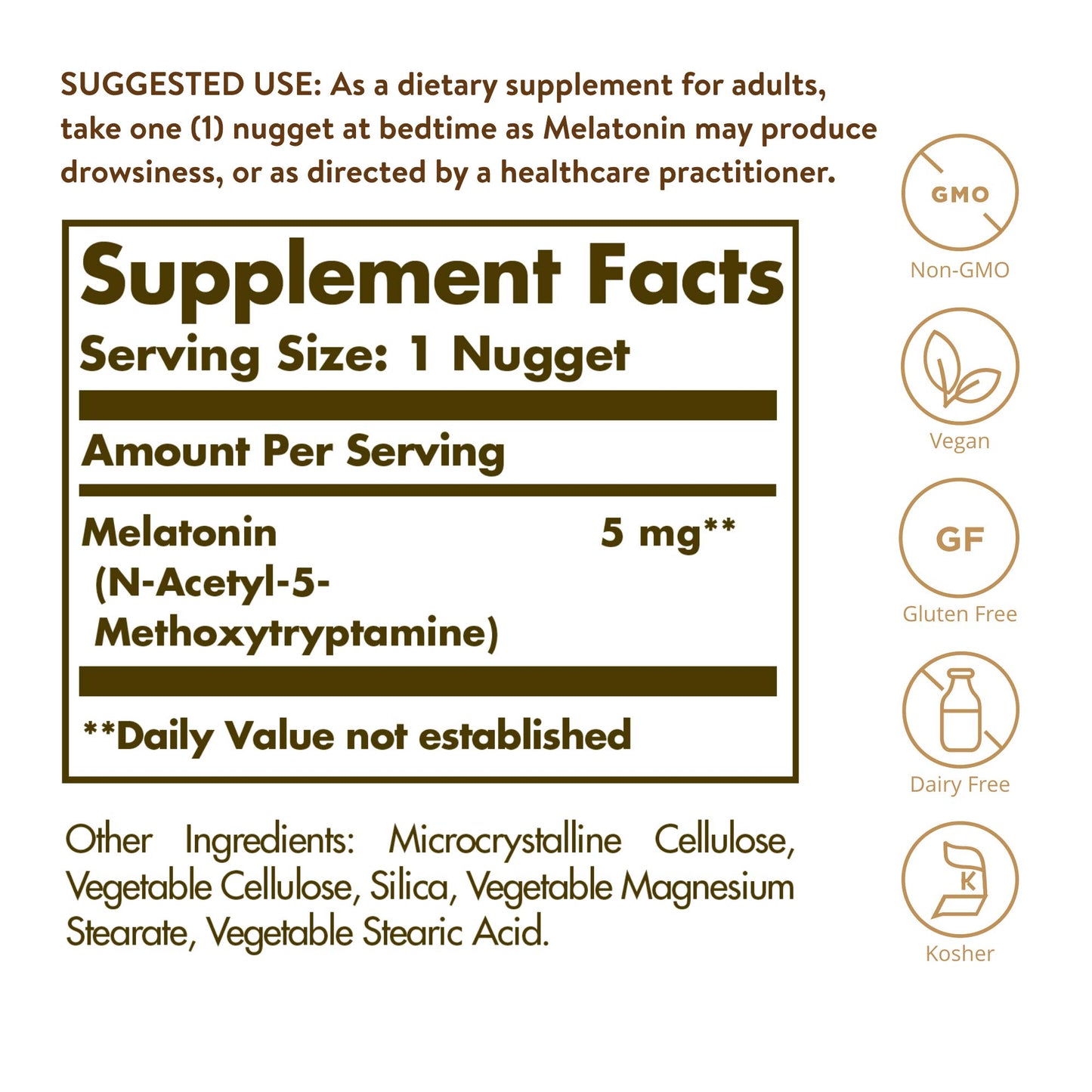 Solgar Melatonin 5 mg, 120 Nuggets - Helps Promote Relaxation & Rest