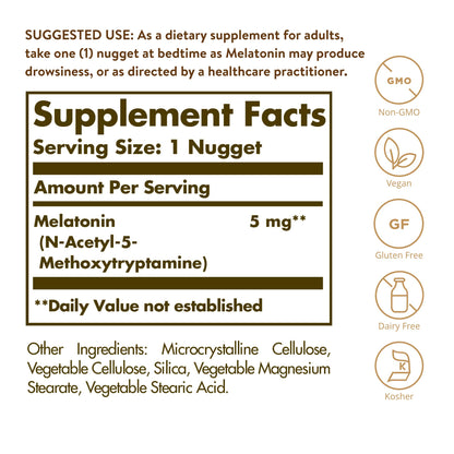 Solgar Melatonin 5 mg, 120 Nuggets - Helps Promote Relaxation & Rest