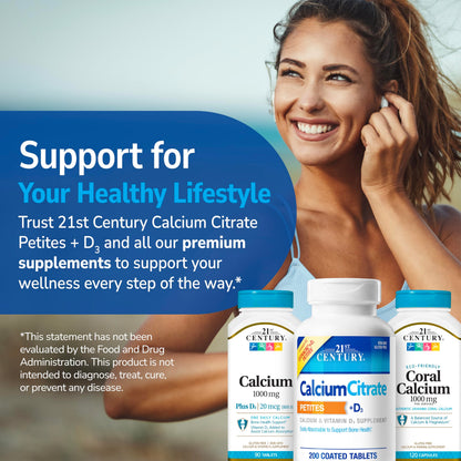 21st Century Calcium Citrate Plus D Maximum Caplets, 120 Count
