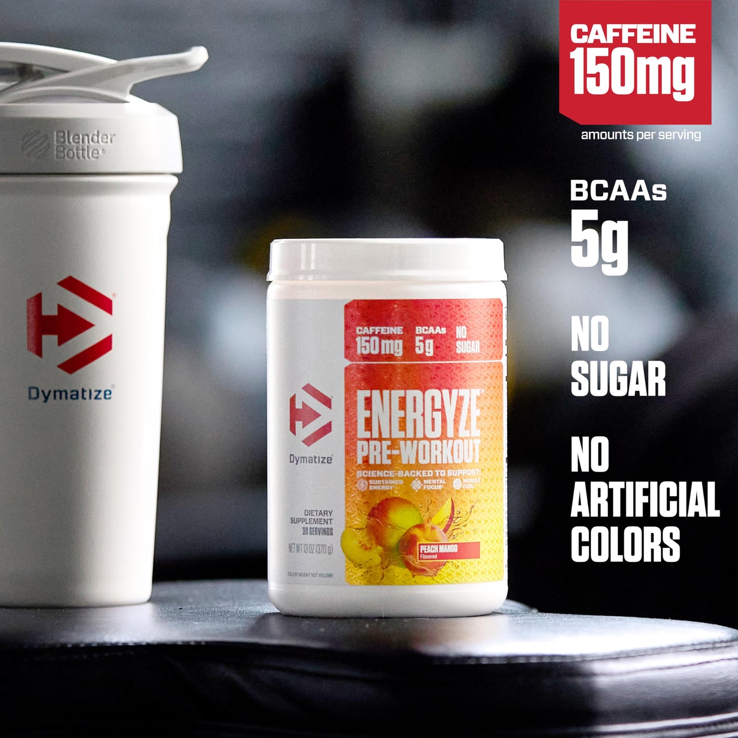 Dymatize Energyze Pre Workout Powder for Men and Women, Peach Mango, 150mg Caffeine, 5g BCAAs, Performance Blend of L-Theanine, L-Tyrosine, L-Citrulline, No Sugar (30 Servings)