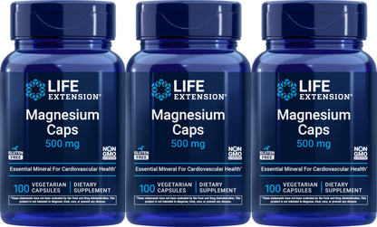 Life Extension Magnesium 500 mg, 100 Vegetarian Capsules (Pack of 3)