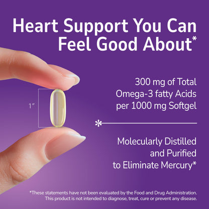 21st Century Fish Oil 1000mg Omega-3 Softgels, Mercury-Filtered, 120ct