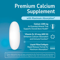21st Century Calcium 1200mg Plus D3 Liquid-Filled Softgels, 90 Count