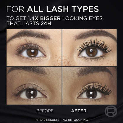 L'Oreal Paris Voluminous Panorama Mascara, Volumizing and Lengthening Formula, Longwear, Smudge-Resistant and Washable, All Night Black Mascara, 0.33 Fl Oz