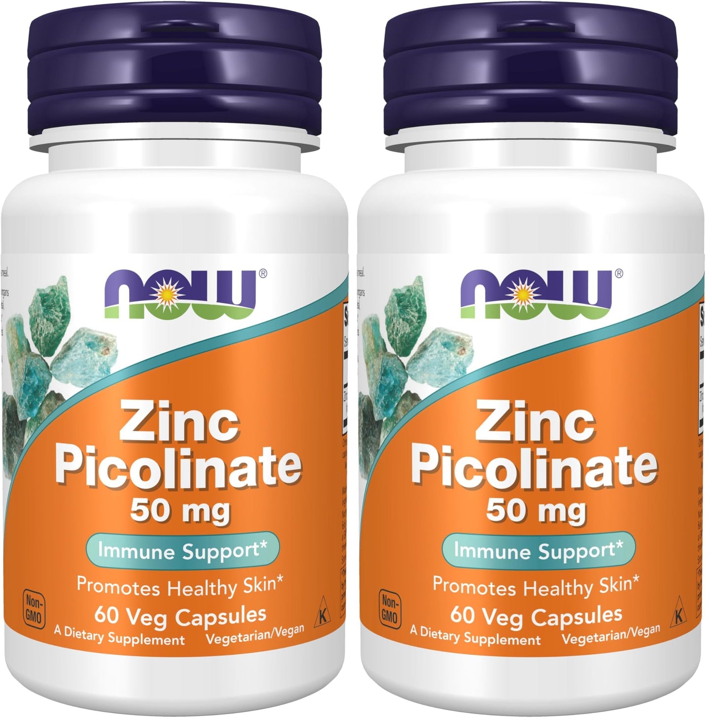 NOW Supplements, Zinc Picolinate 50 mg, Supports Enzyme Functions*, Immune Support*, 60 Veg Capsules (Pack of 2)