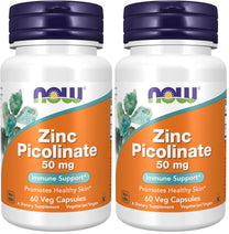 NOW Supplements, Zinc Picolinate 50 mg, Supports Enzyme Functions*, Immune Support*, 60 Veg Capsules (Pack of 2)