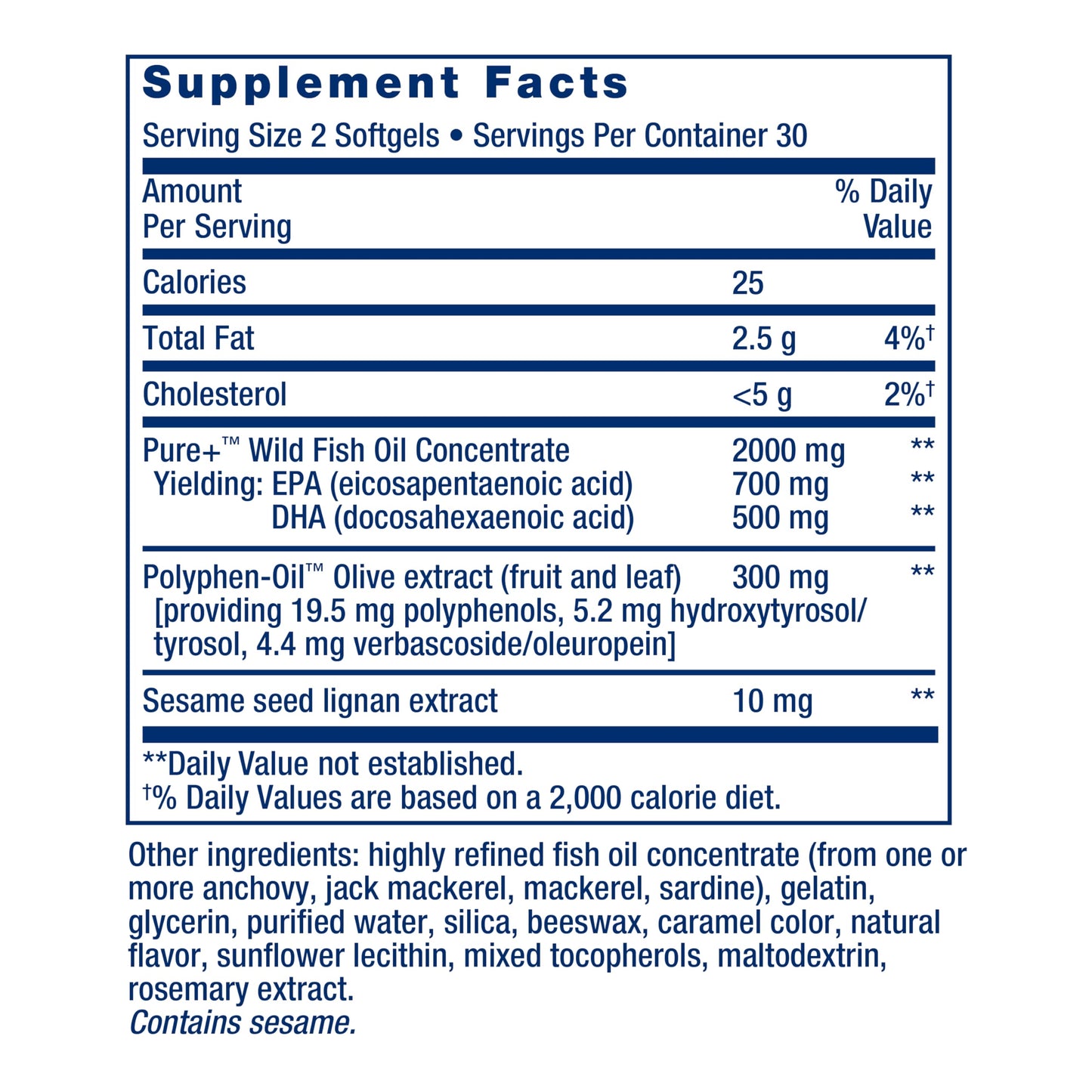Life Extension Super Omega-3 EPA/DHA Fish Oil, Sesame Lignans & Olive Extract – Heart Health, Brain Health, Inflammation Health Support, Cholesterol Health Support, Gluten-Free, Non-GMO, 60 Softgels