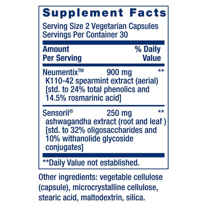 Life Extension Ashwagandha Plus Calm and Focus, 60 Vegetarian Capsules