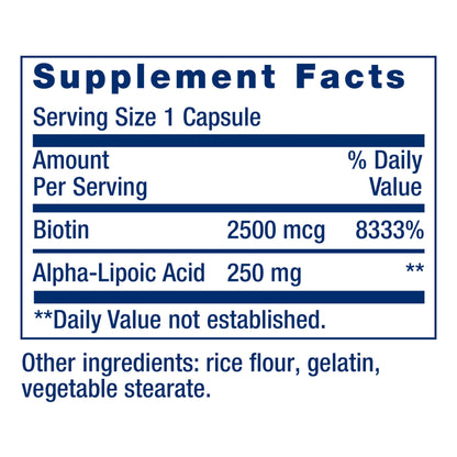 Life Extension Alpha-Lipoic Acid with Biotin, for Cell Protection, Universal antioxidant for Liver & Nerve Health, Gluten-Free, Non-GMO, 60 Capsules
