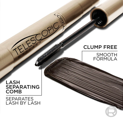 L'Oreal Paris Makeup Telescopic Original Lengthening Mascara, Carbon Black, 0.27 Fl Oz (Pack of 1)