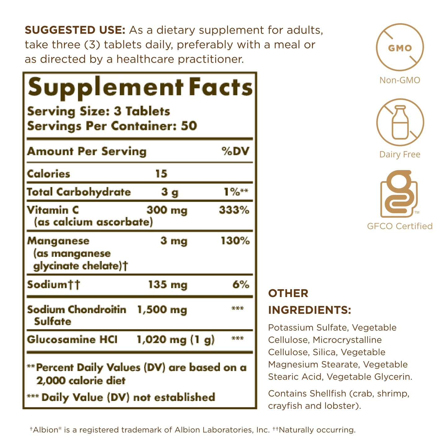 Solgar Extra Strength Glucosamine Chondroitin Complex - 150 Tablets - Supports Healthy Joints & Comfortable Movement - Non-GMO, Gluten Free, Dairy Free - 50 Servings