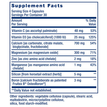 Life Extension Bone Restore Calcium Supplement, Vitamin D3, Magnesium, Boron, zinc, Manganese, Silicon, Helps Maintain Healthy Bone Density, Gluten-Free, Non-GMO, 120 Capsules