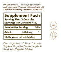 Solgar Gelatin 1680 mg, 250 Capsules - Supports Bone, Joint & Skin Health
