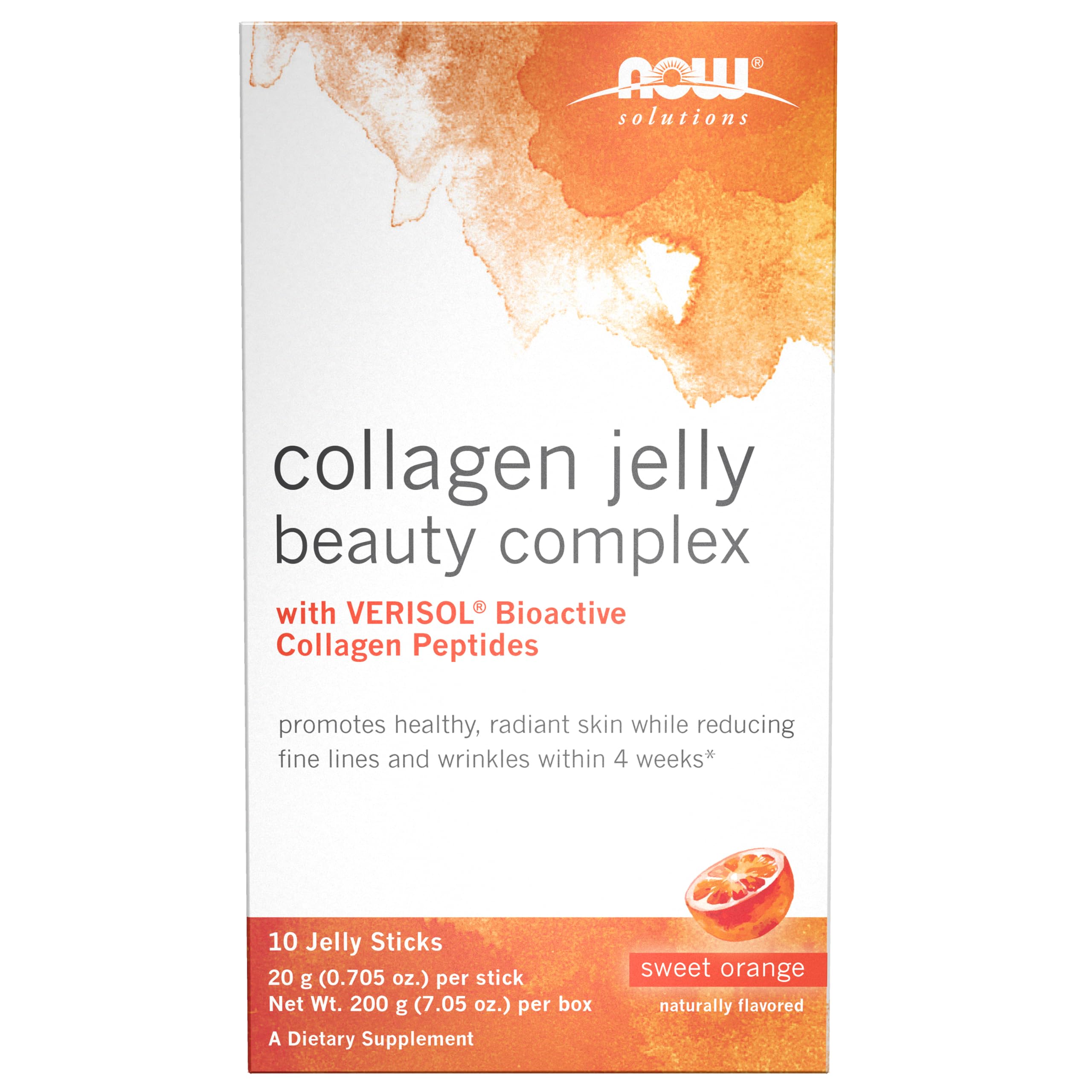 Now Foods Solutions, Collagen Jelly Beauty Complex, Sweet Orange Flavor, 10 Jelly Sticks