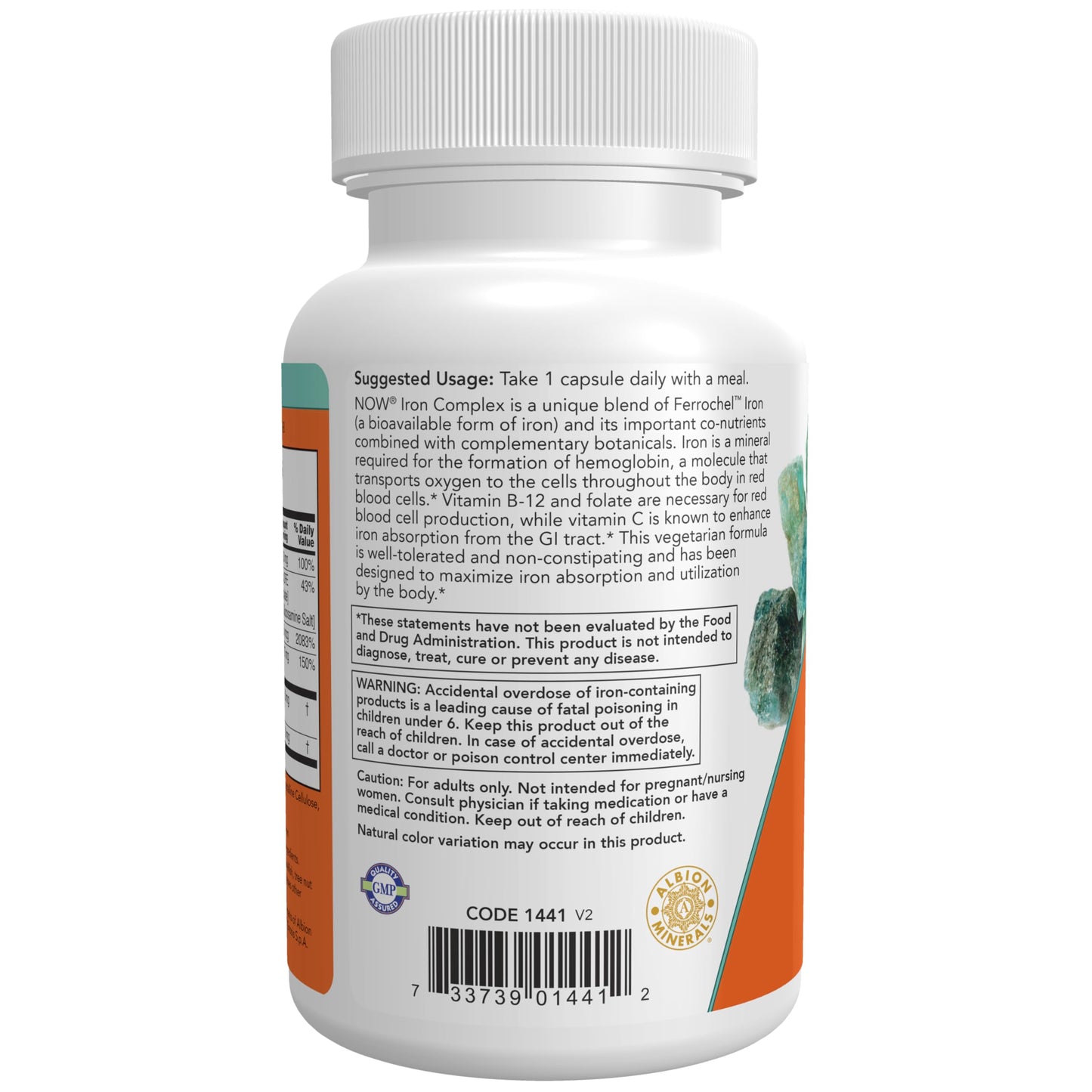 NOW Foods Supplements, Iron Complex Caps, Non-Constipating*, Essential Mineral, 100 Veg Capsules