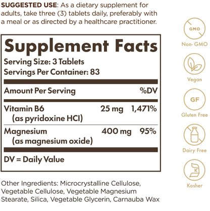 Solgar Magnesium with Vitamin B6, 250 Tablets - Energy Metabolism