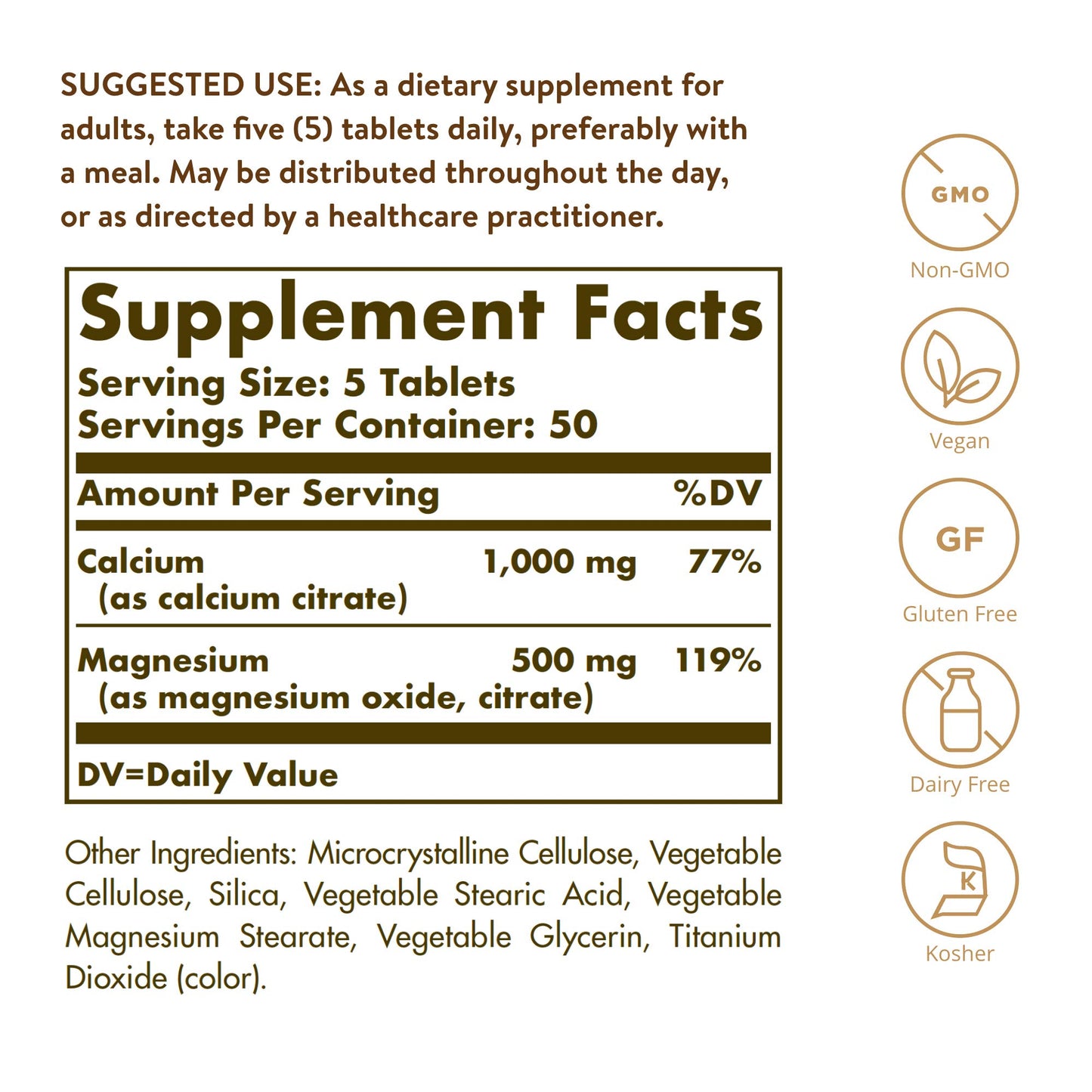 Solgar Calcium Magnesium Citrate, 250 Tablets - Highly Absorbable