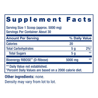 Life Extension D-Ribose Powder, 150 Grams