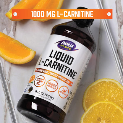 NOW Foods Sports Nutrition, L-Carnitine Liquid 1000 mg, Highly Absorbable, Citrus, 16-Ounce