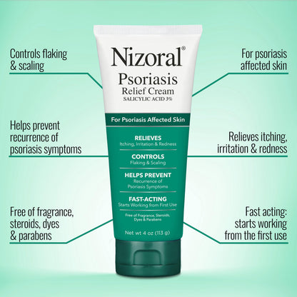 Nizoral Psoriasis Relief Cream- Relieves Itching, Irritation & Redness and Controls Flaking and Scaling with Maximum Strength Medicine (Salicylic Acid 3%), 4 Fl Oz (Pack of 2)