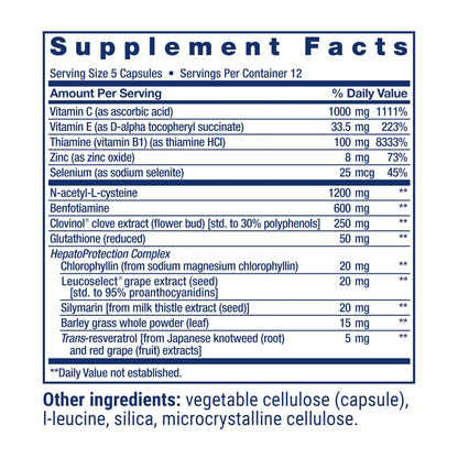 Life Extension Anti-Alcohol Complex, Vitamin C, zinc, Grape Seed, Milk Thistle, Clove Extract, Supports Healthy Alcohol Metabolism & Optimal Liver Function, Gluten-Free, Non-GMO, 60 Capsules