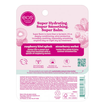 eos 24H Moisture Super Balm- Raspberry Kiwi & Strawberry, 0.35 fl oz 2-Pack