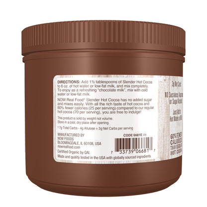 NOW Foods, Organic Cocoa Lovers™ Slender Hot Cocoa, No Sugar Added, Certified Non-GMO, Kosher, 10-Ounce