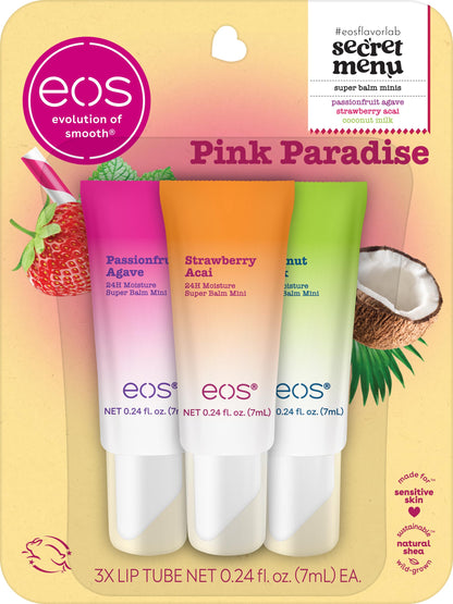 eos 24H Moisture Super Balm Minis- Pink Paradise, 0.169 fl oz, 3-Pack