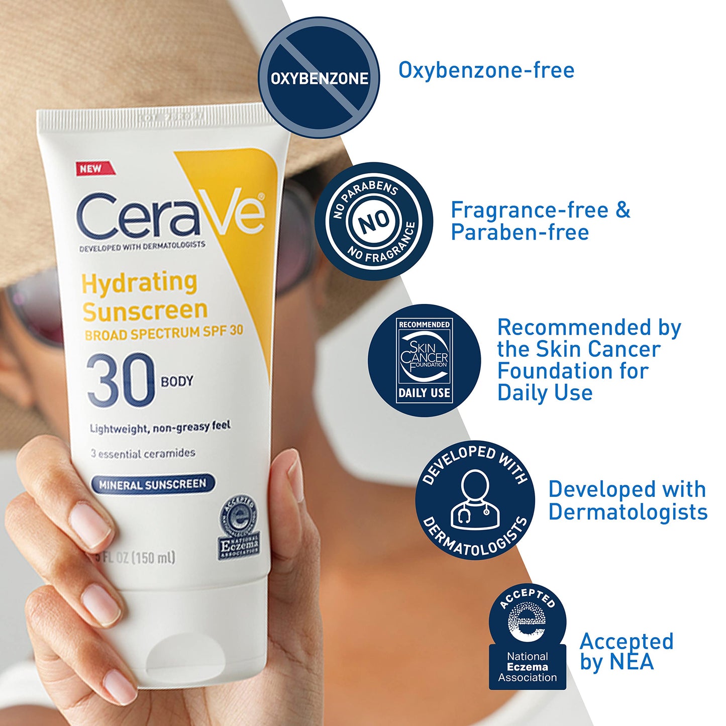 CeraVe Hydrating Mineral Sunscreen SPF 30 with Hyaluronic Acid, 5oz