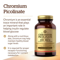Solgar Chromium Picolinate 200 mcg, 180 Vegetable Capsules - Gluten Free