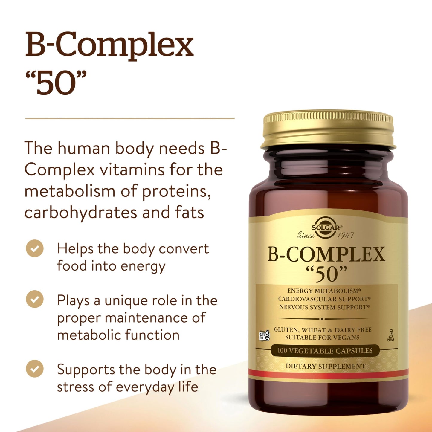 Solgar B-Complex 50", 100 Vegetable Capsules - Energy Metabolism