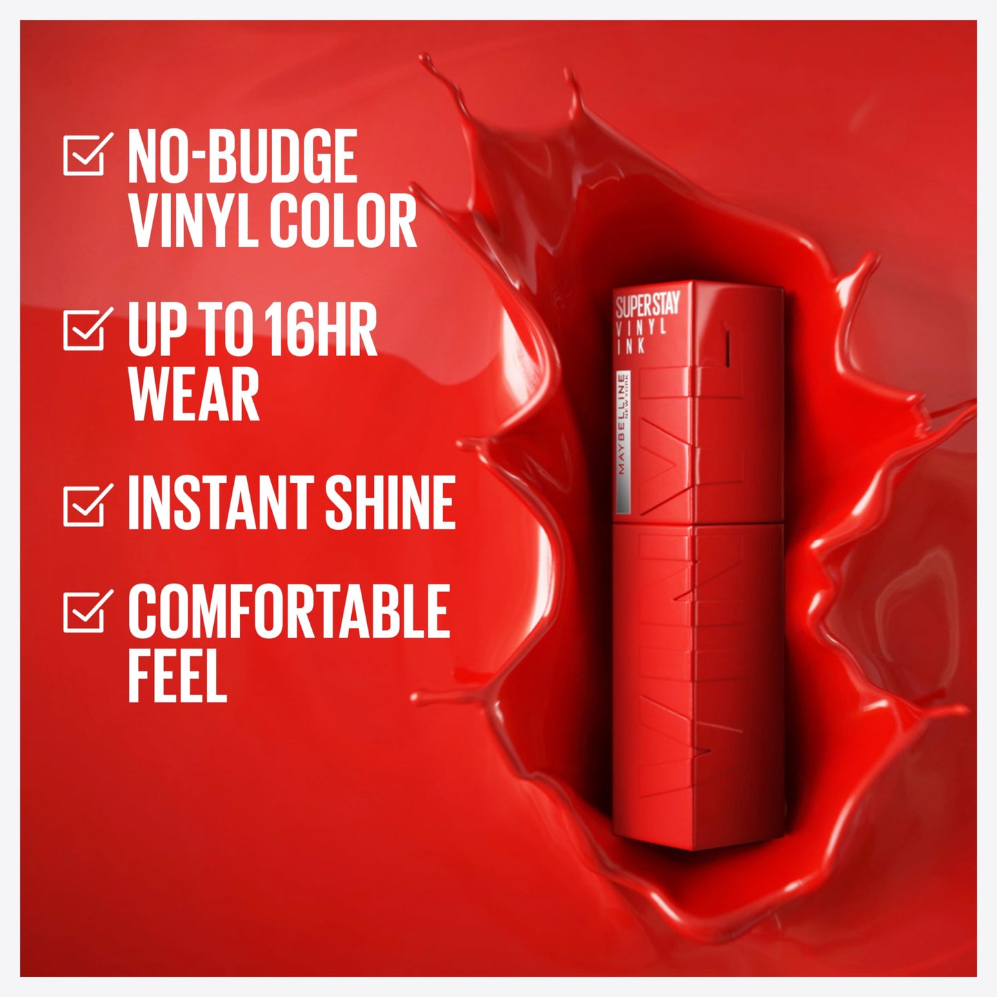 Maybelline Super Stay Vinyl Ink Longwear No-Budge Liquid Lipcolor Makeup, Highly Pigmented Color and Instant Shine, Unrivaled, Berry Burgundy Lipstick, 0.14 fl oz, 1 Count