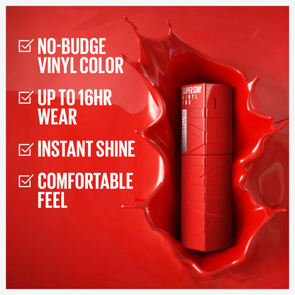 Maybelline Super Stay Vinyl Ink Longwear No-Budge Liquid Lipcolor Makeup, Highly Pigmented Color and Instant Shine, Unrivaled, Berry Burgundy Lipstick, 0.14 fl oz, 1 Count