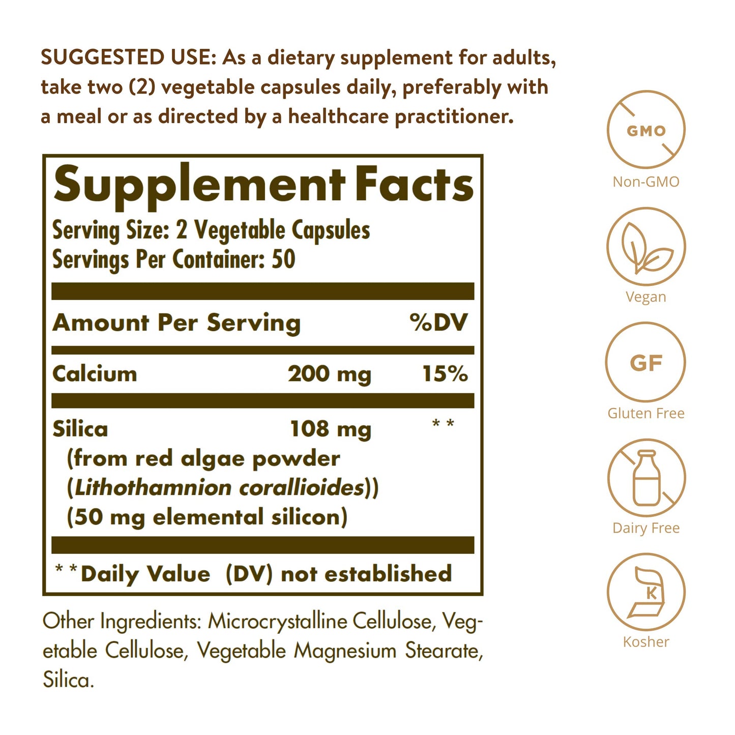 Solgar Oceanic Silica from Red Algae 25 mg, 100 Vegetable Capsules