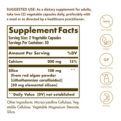 Solgar Oceanic Silica from Red Algae 25 mg, 100 Vegetable Capsules