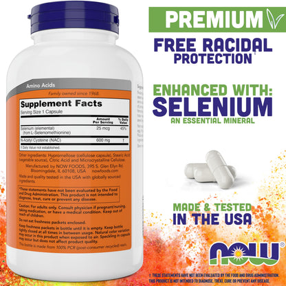 Now NAC 600 mg, 400 Capsules, N-Acetyl Cysteine with Selenium