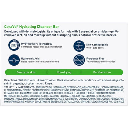 CeraVe Hydrating Cleansing Bar 4.5 oz (Pack of 6)