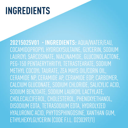 CeraVe Renewing Salicylic Acid Cleanser, BHA Exfoliating Face Wash, 16oz