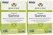 NOW Foods, Certified Organic Senna Tea, Caffeine Free, Relieving, Non-GMO, Premium Unbleached Tea Bags with No-Staples Design, 24-Count (Pack of 2)