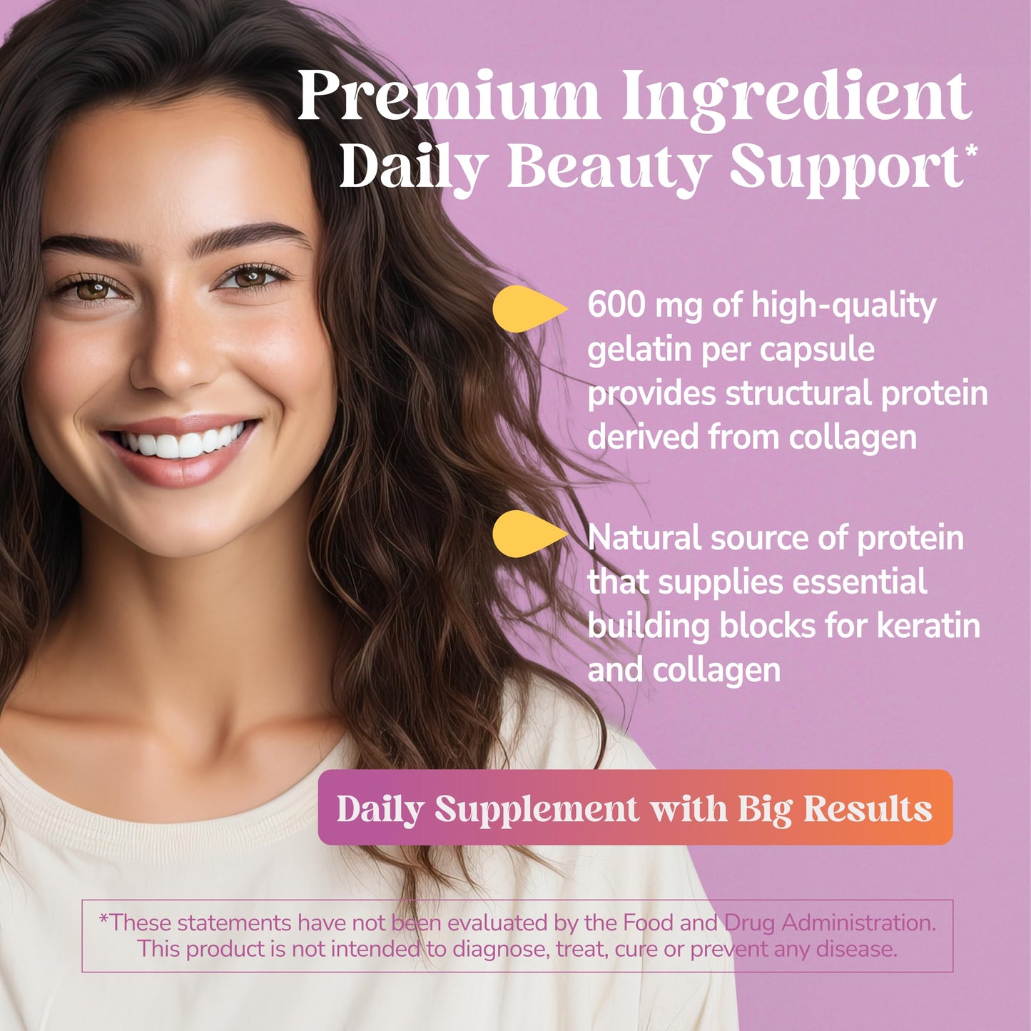 21st Century Gelatin 600mg Capsules for Hair, Skin & Nails, 100 Count
