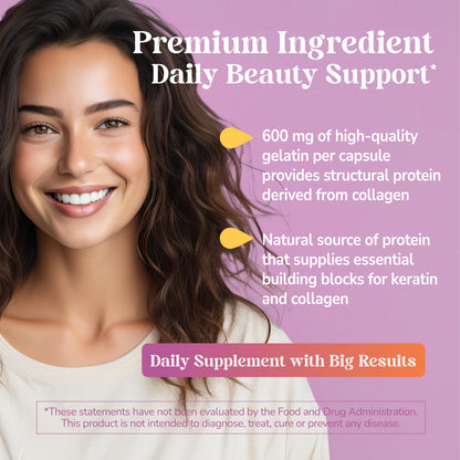 21st Century Gelatin 600mg Capsules for Hair, Skin & Nails, 100 Count