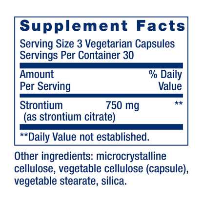 Life Extension Strontium Caps, Trace Mineral for Advanced Bone Health Support, Gluten Free, Non-GMO, Vegetarian, 90 Capsules