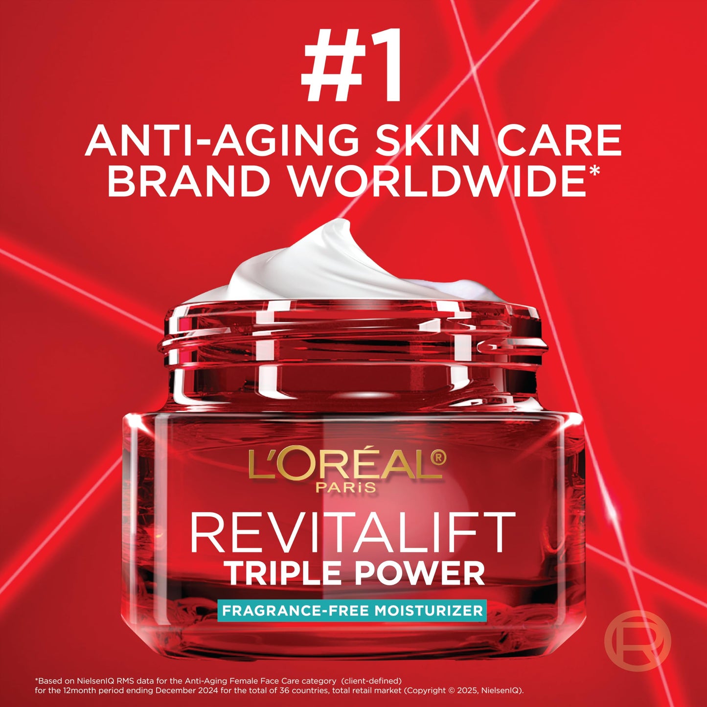 L'Oreal Paris Revitalift Triple Power Anti-Aging Face Moisturizer, Pro Retinol, Hyaluronic Acid & Vitamin C, Reduce Wrinkles, Fragrance Free 1.7 Oz