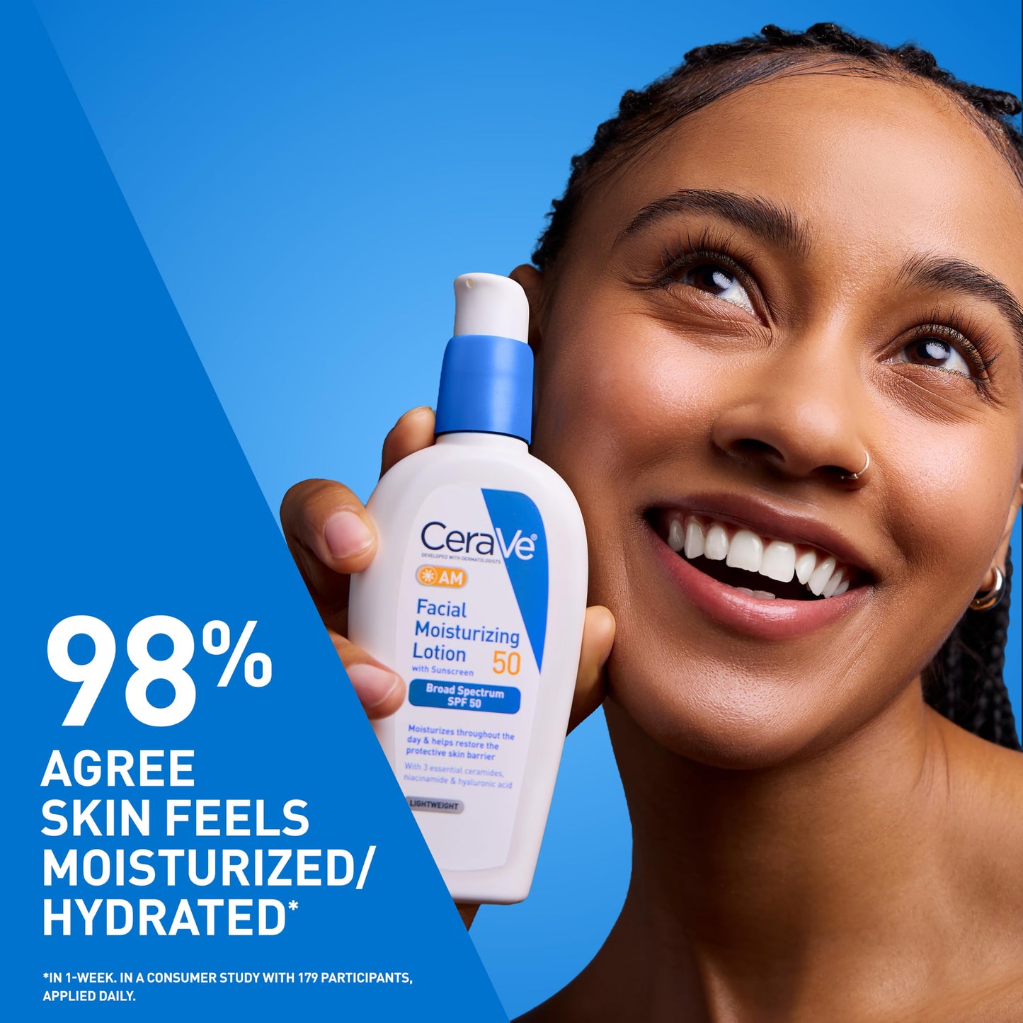 CeraVe AM Facial Moisturizing Lotion SPF 50, Face Moisturizer with SPF, 3oz