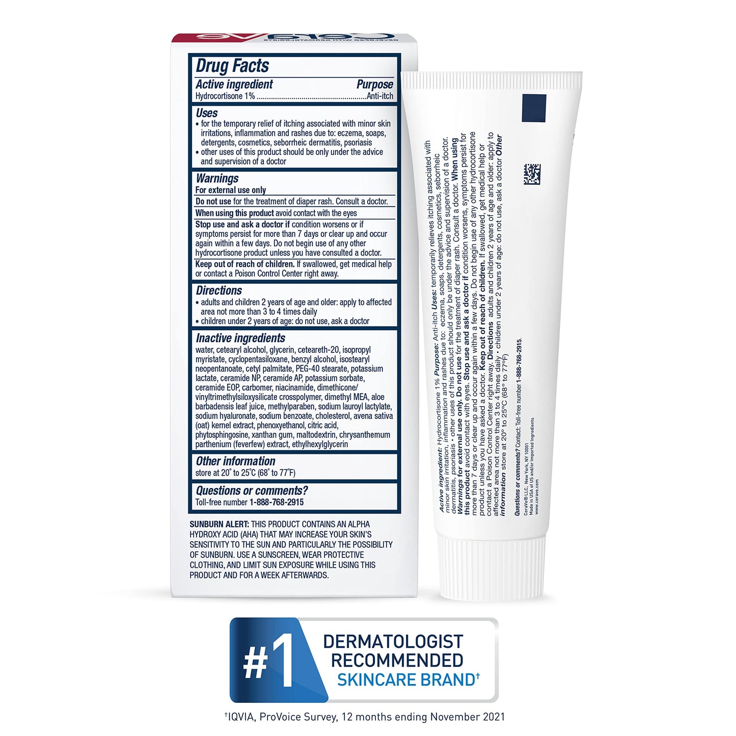 CeraVe 1% Hydrocortisone Anti Itch Cream, Eczema & Dry Skin Care, 1oz