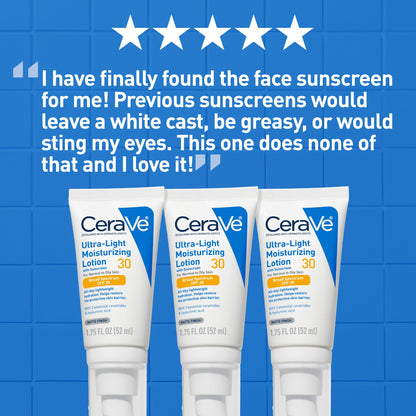 CeraVe Ultra-Light Moisturizing Lotion SPF 30, Sunscreen for Face, 1.7oz